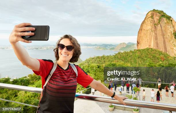 female traveler taking selfies - south america stock pictures, royalty-free photos & images
