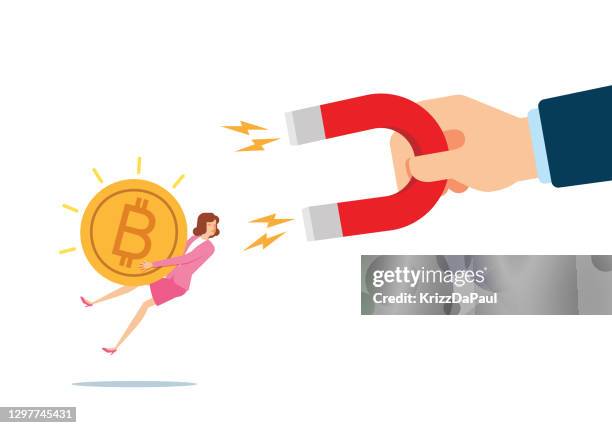 anziehungskraft auf bitcoin - magnet stock-grafiken, -clipart, -cartoons und -symbole