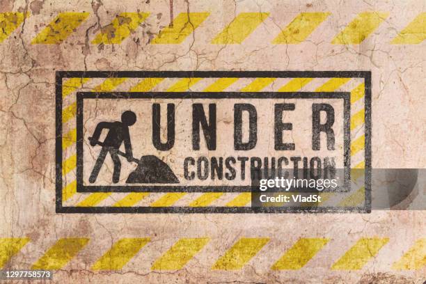 under construction sign repair warning line grunge street art mural background - men at work sign stock illustrations