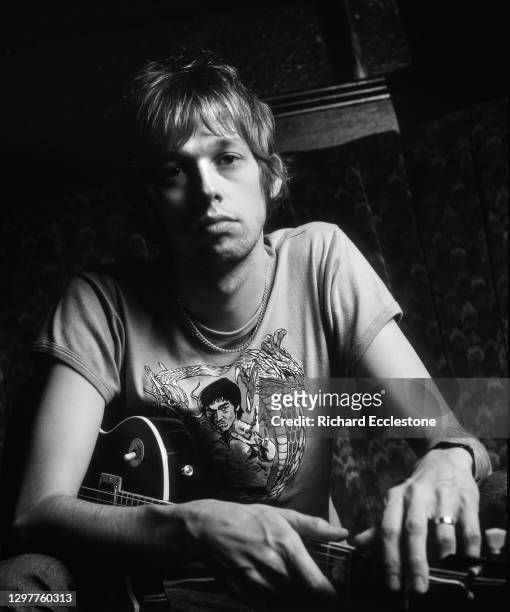 Welsh guitarist Andy Bell of Ride, Hurricane, Oasis and Beady Eye, portrait shoot, 1996.