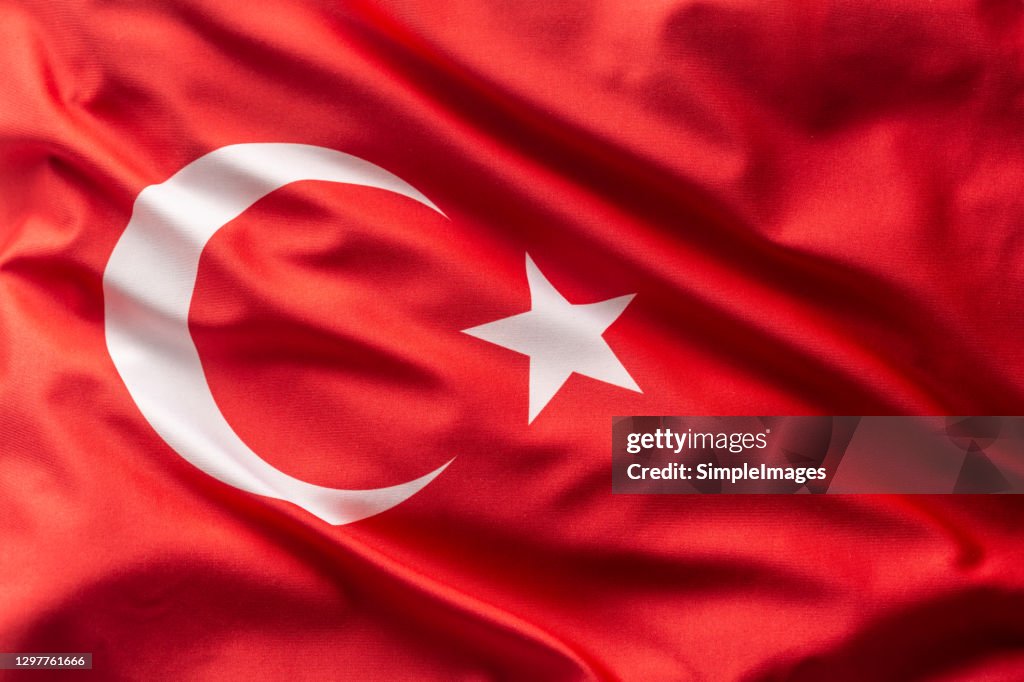 Turkey flag blowing in the wind.