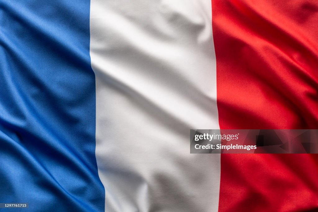 Flag of France blowing in the wind.