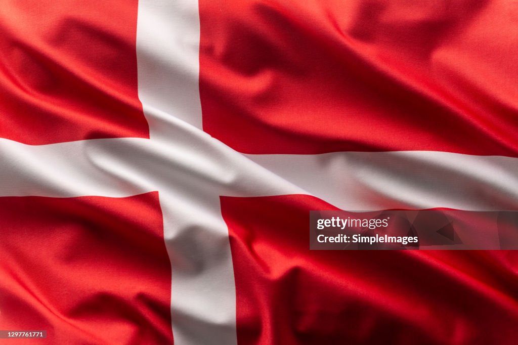 Flag of Denmark blowing in the wind.