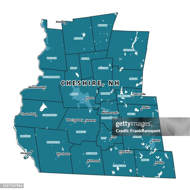 new hampshire cheshire county vector map - chesterfield stock illustrations