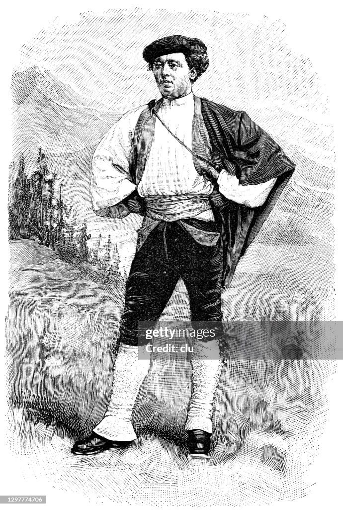 Basque Country Man Man From The French Basque Country In Typical Costume High-Res Vector ...
