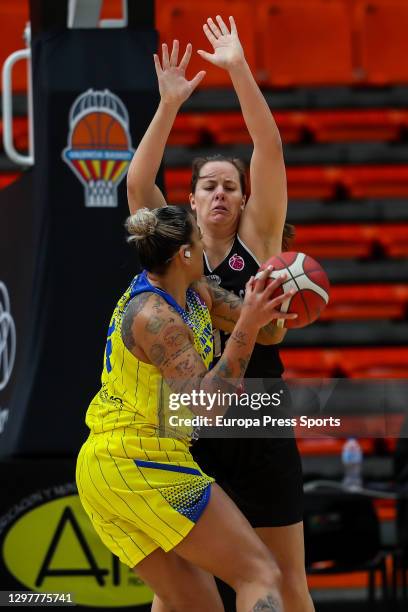 Erika De Souza of Castors Braine in action during the Women EuroCup, Group H, basketball match played between Castors Braine and Basket Hema SKW at...