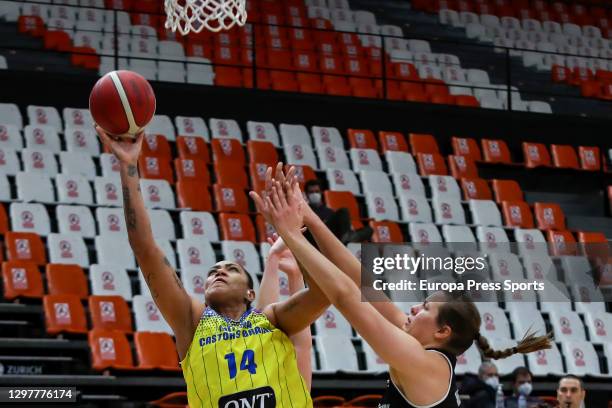 Erika De Souza of Castors Braine in action during the Women EuroCup, Group H, basketball match played between Castors Braine and Basket Hema SKW at...