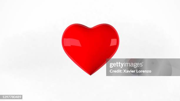 red orange heart 3d illustration - símbolo en forma de corazón fotografías e imágenes de stock