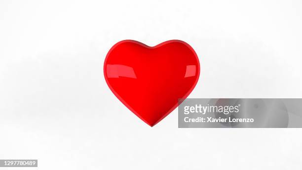 red orange heart 3d illustration - heart stock pictures, royalty-free photos & images