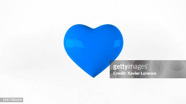 3d illustration. isolated blue heart - heart shape 3d stock pictures, royalty-free photos & images