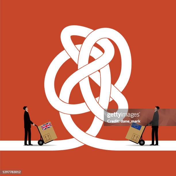 stockillustraties, clipart, cartoons en iconen met handelsperikelen na brexit - knopen