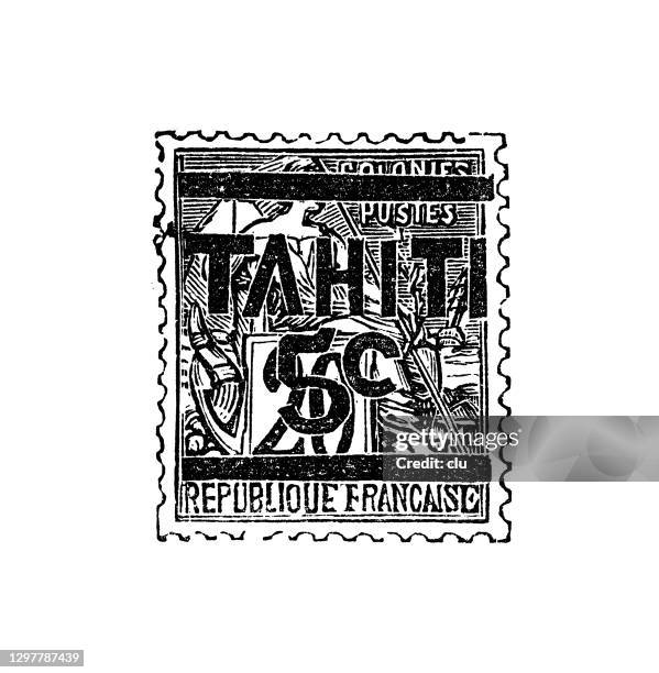 briefmarke tahiti - tahiti stock-grafiken, -clipart, -cartoons und -symbole