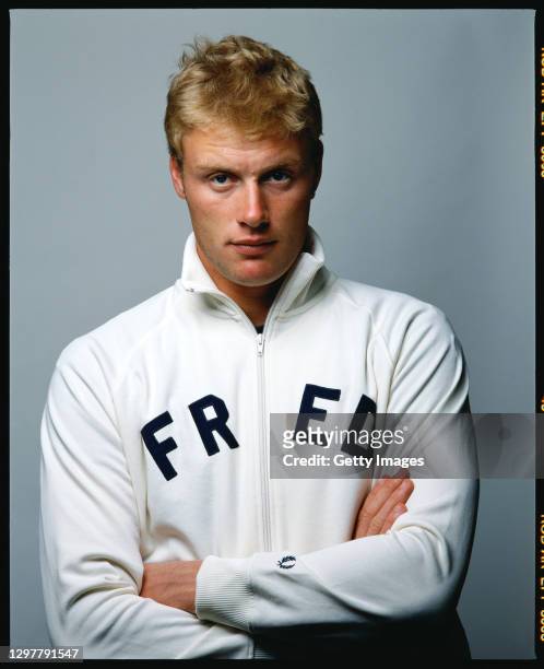 England and Lancashire all rounder Andrew 'Freddie' Flintoff poses for a picture in March 2003 in Manchester, United Kingdom.