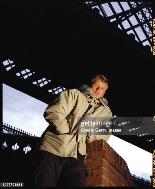 England and Lancashire all rounder Andrew 'Freddie' Flintoff poses for a picture in March 2003 in Manchester, United Kingdom.
