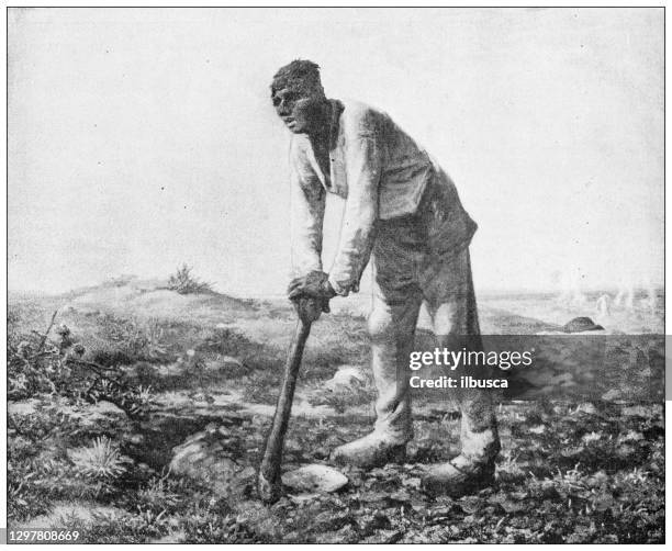 antique illustration: poor man - cane field stock illustrations