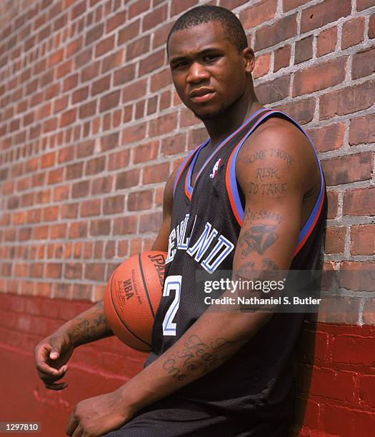 Dajuan Wagner of the Cleveland Cavaliers poses for a portrait during the 2002 NBA Rookie Saturday on August 3, 2002 at St. Peter's Prep School in...