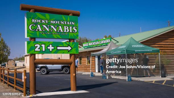 People in line at Rocky Mountain Cannabis Store, Dinosaur, Colorado.