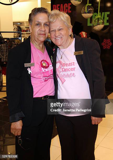 Bloomingdale's staff and Breast Cancer Survivors Del Walters and Ewa Zopoth attend Ready, Set, Pink! event at Bloomingdale's at Roosevelt Field Mall...