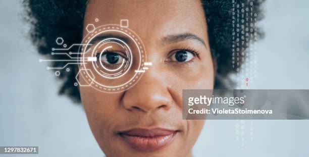 biometric security scan - cyborg stock pictures, royalty-free photos & images