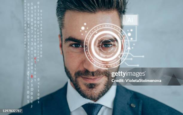 varredura de segurança biométrica - facial recognition technology - fotografias e filmes do acervo