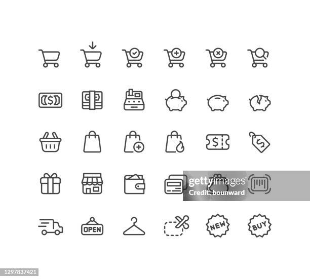 shopping line icons editable stroke - change purse stock illustrations