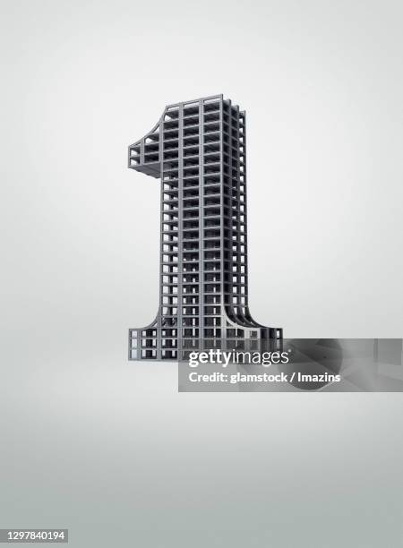 number, 1, structure, 3d, building - 3d architecture model rendering stock illustrations