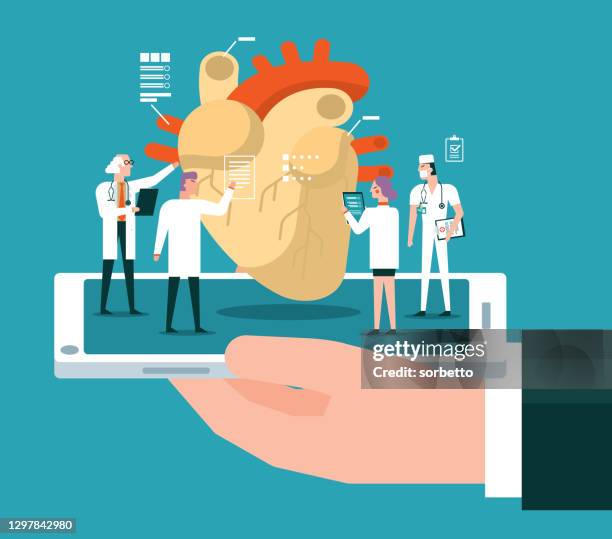 heart - analyzing - checking heart beat stock illustrations