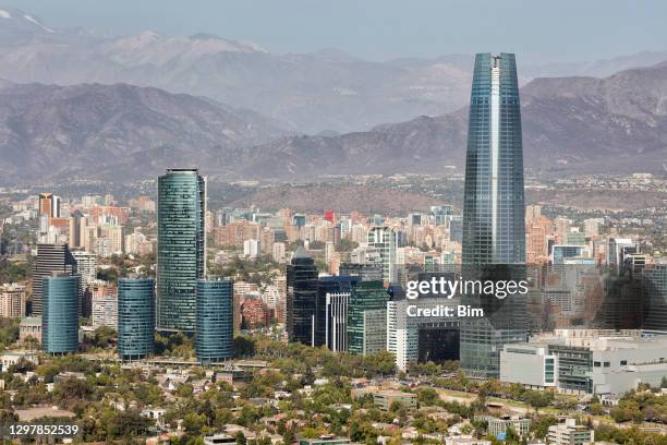 santiago de chile, aerial view - santiago chile skyline stock pictures, royalty-free photos & images