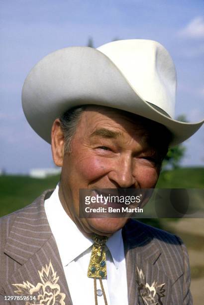 Singer, actor and Western film star Roy Rogers photographed at home in Apple Valley, California, 1986.