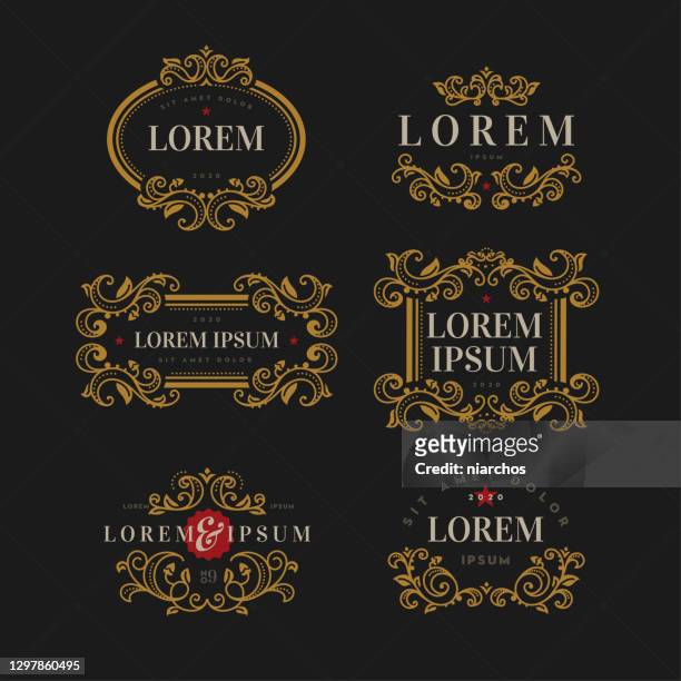 gold  luxury frames - luxury logo stock illustrations