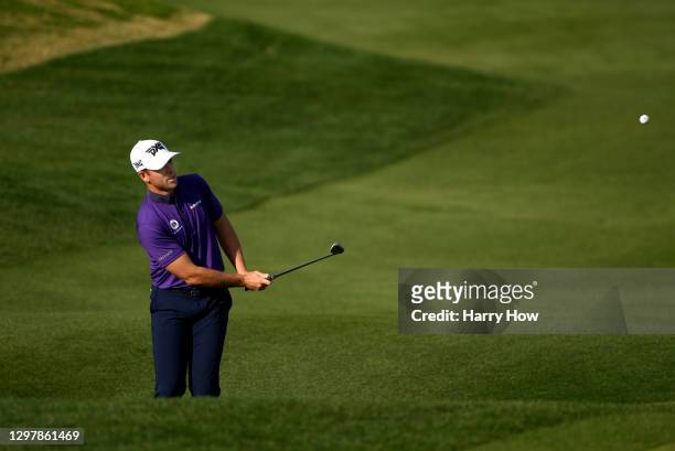 Luke List chips out on the 16th hole during the second round of The American Express tournament on the Stadium course at PGA West on January 22, 2021...