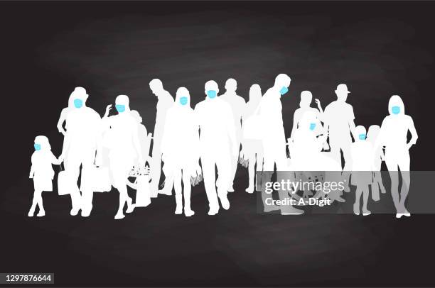 addingdiversityrainbowwithmasks - walking outside mask stock illustrations