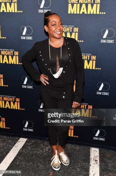 Tichina Arnold attends "One Night In Miami" drive-In screening and 90th Birthday celebration for Sam Cooke at Plaza Theatre on January 22, 2021 in...