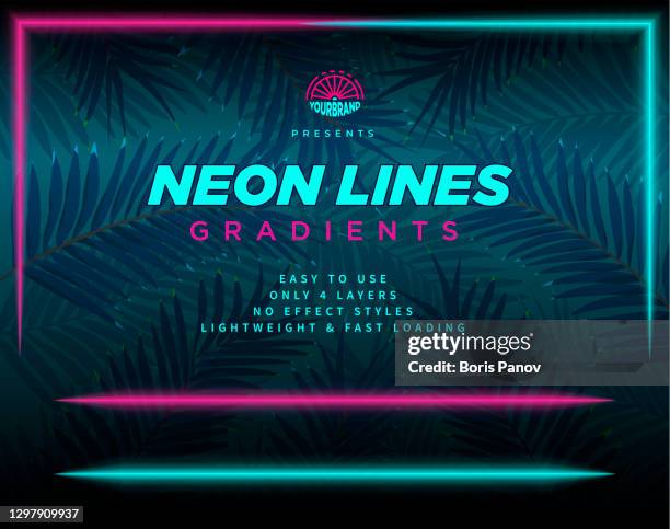 bright neon lines in fluorescent pink and turquoise blue for cyberpunk or synthwave line design - fluorescent light stock illustrations