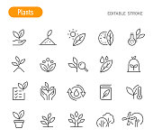 Plants Icons - Line Series - Editable Stroke