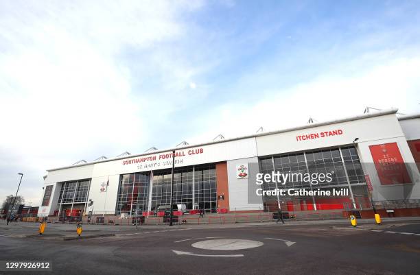 General view outside the stadium prior to The Emirates FA Cup Fourth Round match between Southampton FC and Arsenal FC on January 23, 2021 in...