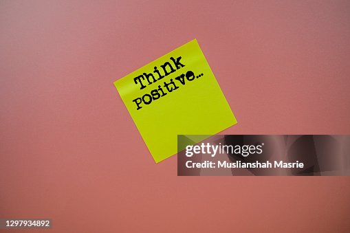 Sticky Note Thinking Think Positive On Sticky Note Concept And Background High-Res Stock ...