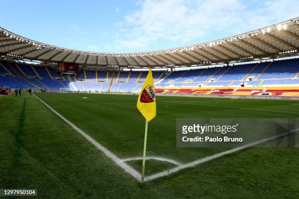 General view inside the stadium prior to the Serie A match between AS Roma and Spezia Calcio at Stadio Olimpico on January 23, 2021 in Rome, Italy....