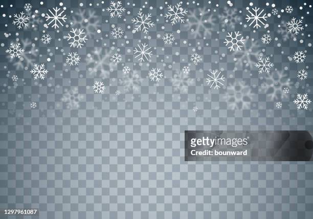 christmas winter falling snowflakes transparent background - snow flakes stock illustrations