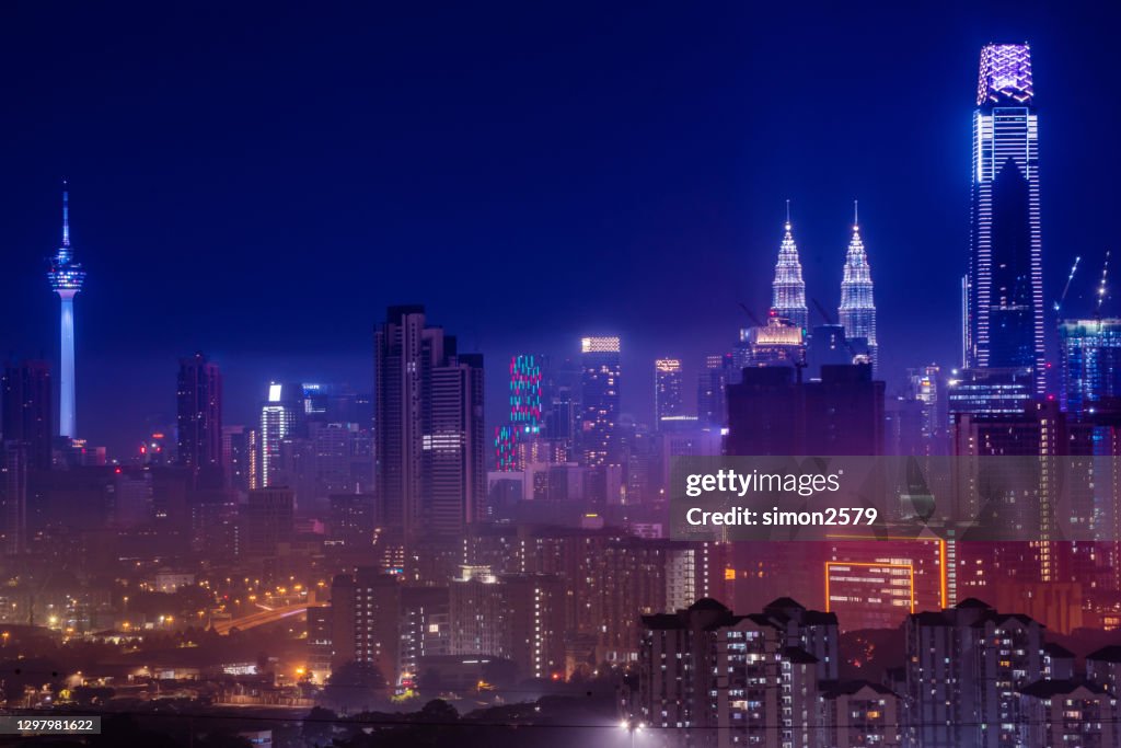 Cityscape at Night, Kuala Lumpur, Malásia