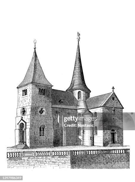 st. michael's church, fulda - alte burg stock illustrations