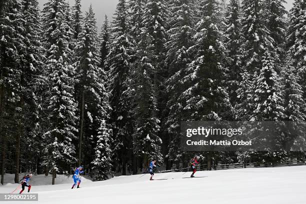 Atletes competes during the Men 20 km Individual Competition at the BMW IBU World Cup Biathlon Antholz-Anterselva at on January 22, 2021 in...