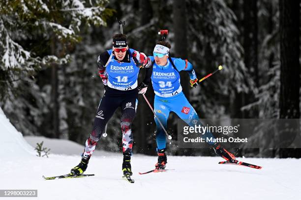 Julian Eberhard of Austria competes during the Men 20 km Individual Competition at the BMW IBU World Cup Biathlon Antholz-Anterselva at on January...