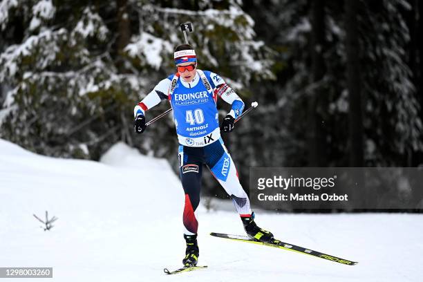 Jakub Stvrtecky of Czech Republic competes during the Men 20 km Individual Competition at the BMW IBU World Cup Biathlon Antholz-Anterselva at on...