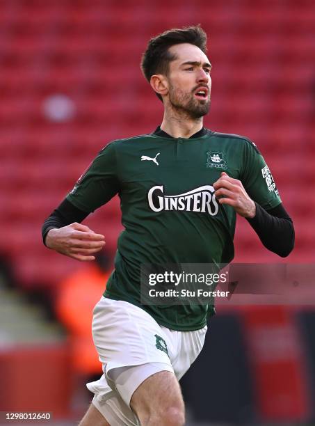 Plymouth player Ryan Hardie in action during The Emirates FA Cup Fourth Round match between Sheffield United and Plymouth Argyle at Bramall Lane on...