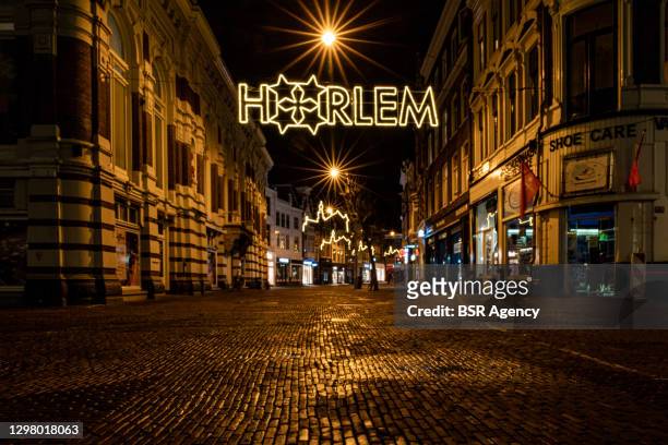 Empty streets are seen on January 23, 2021 in Haarlem, Netherlands as for the first time in 75 years a curfew is in effect in the country as part of...