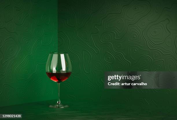 glass of wine in studio. 3d generated - merlot ストックフォトと画像