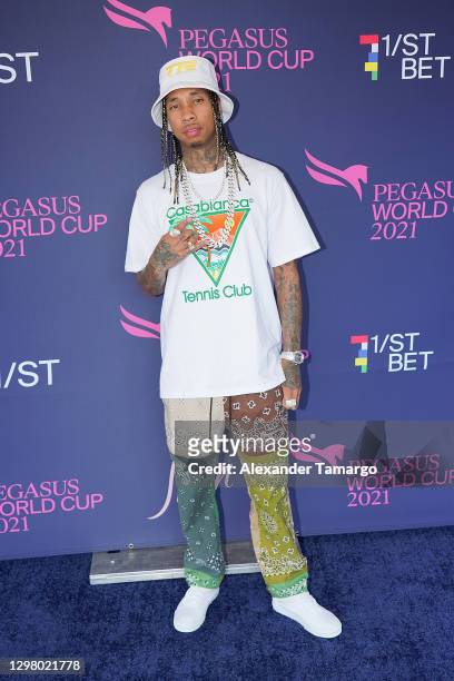 Tyga attends the 2021 Pegasus World Cup Championship Invitational Series at Gulfstream Park on January 23, 2021 in Hallandale Beach, Florida.