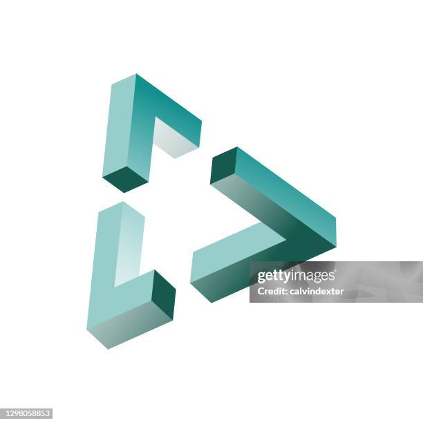 impossible penrose triangle design - optical illusion stock illustrations