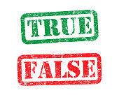 True and False grunge style rubber stamp icon symbol. Vector illustration image. Isolated on white background.